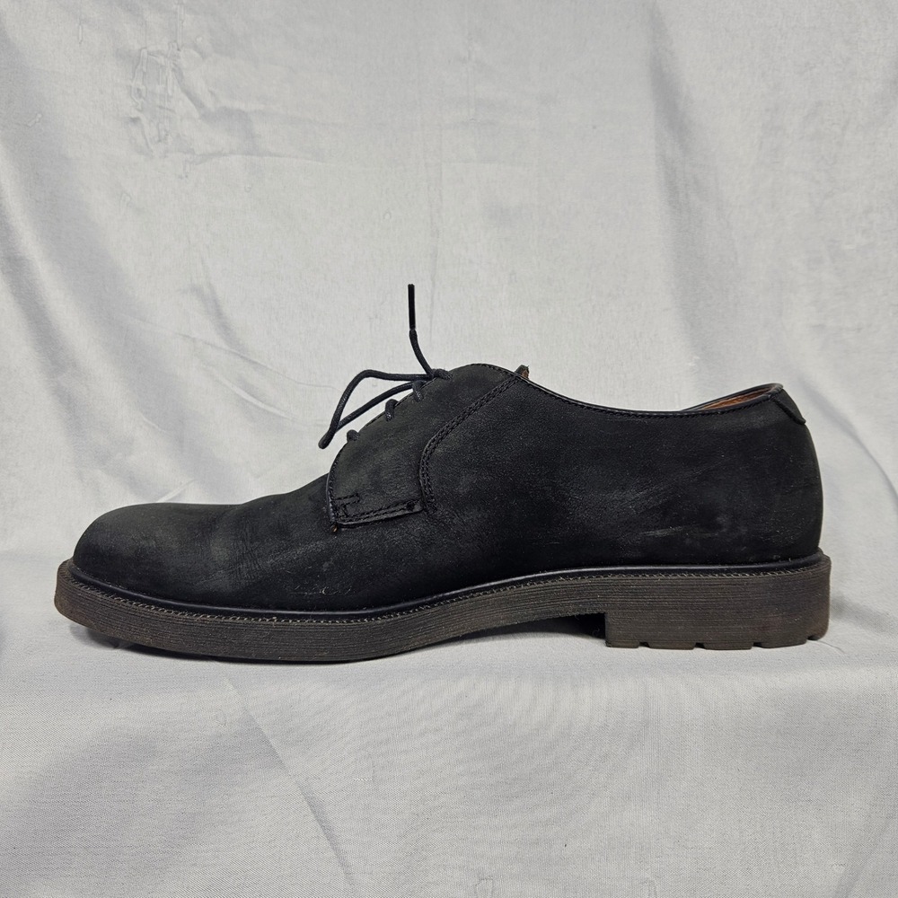 Barrington Mens Black Nubuck Leather Derby Shoes Lace Up Lug Sole Oxfords